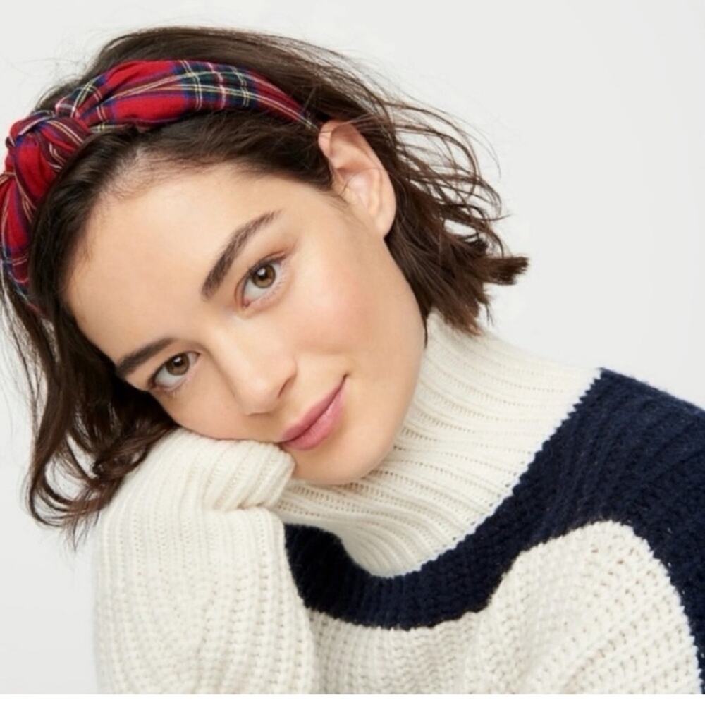 J.Crew Factory Tartan Plaid Holiday knot headband NWT